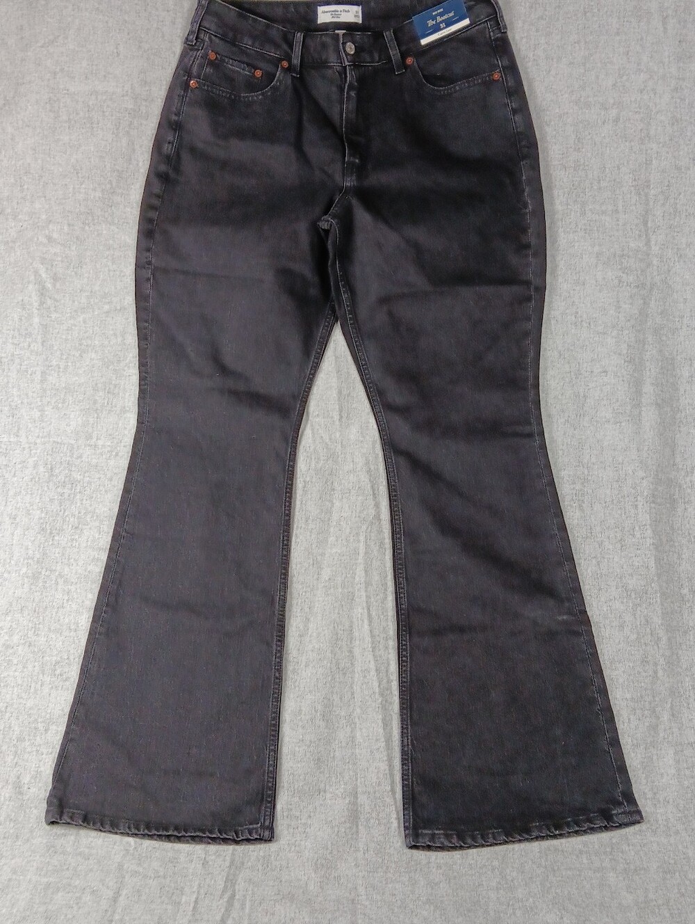 Abercrombie & Fitch Bootcut Mid Rise Black Flare Curve Love Jeans Size 31
